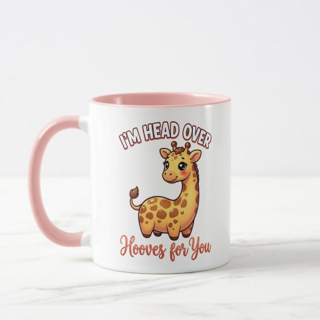 Cute Valentine Giraffe – Head Over Hooves for You Mug (Left)