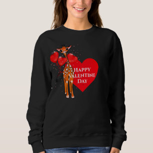 Cute valentine giraffe with heart balloons sweatshirt