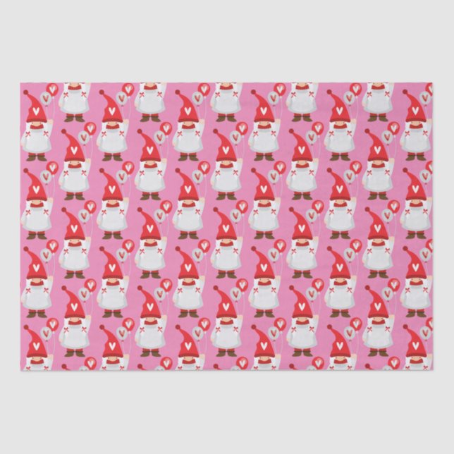 Cute Valentine Girl Gnome Pattern Tissue Paper (Front)