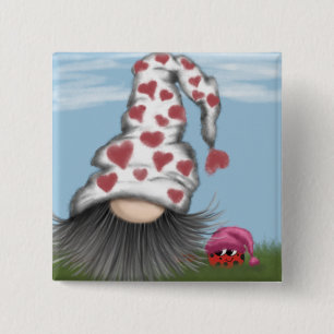 Cute Valentine Gnome 15 Cm Square Badge