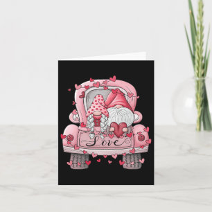 Cute Valentine Gnome Couple On Red Truck Love Chec Card