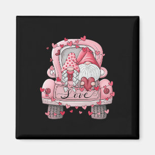 Cute Valentine Gnome Couple On Red Truck Love Chec Magnet