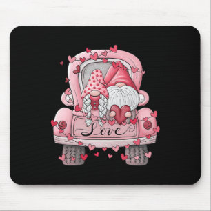 Cute Valentine Gnome Couple On Red Truck Love Chec Mouse Mat