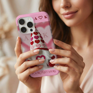 Cute Valentine Gnome Heart Crochet iPhone 16 Pro Max Case