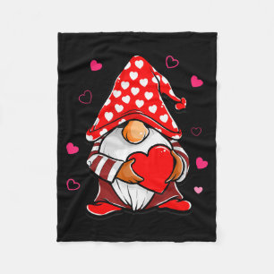 Cute Valentine Gnome Holding Heart Balloon Peace L Fleece Blanket