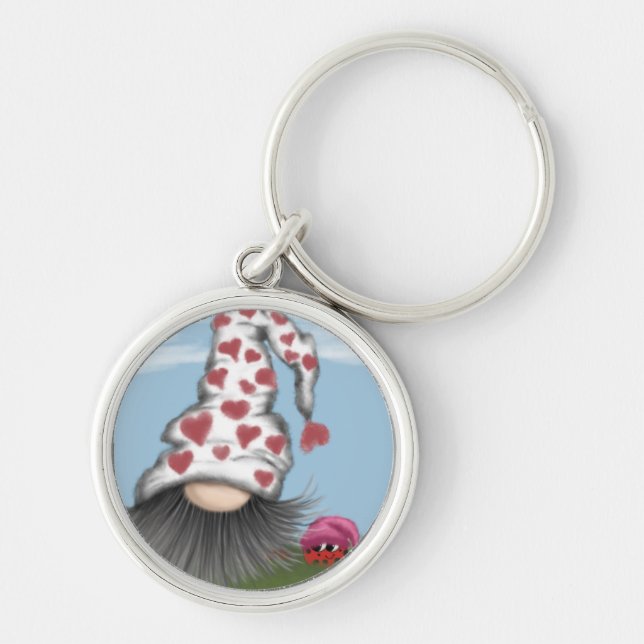 Cute Valentine Gnome Key Ring (Front)