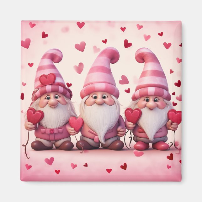 Cute Valentine Gnome Magnet (Front)