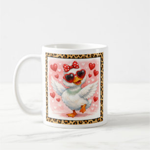Cute Valentine Goose Heart Glasses Mug