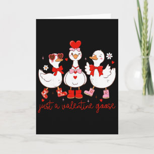 Cute Valentine Goose Trio Hearts Coquette Bows Boo Card