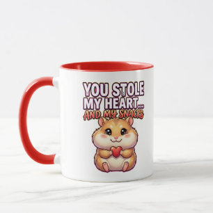 Cute Valentine Hamster–You Stole My Heart & Snacks Mug
