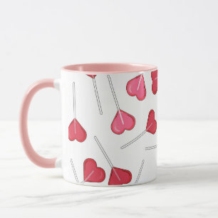 Cute Valentine Heart Lolly Lollipop Pattern Mug