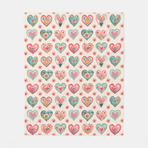 Cute Valentine Heart Pattern Fleece Blanket