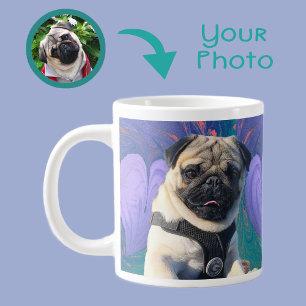 Cute Valentine Hearts Love Purple Two Photos Large Coffee Mug