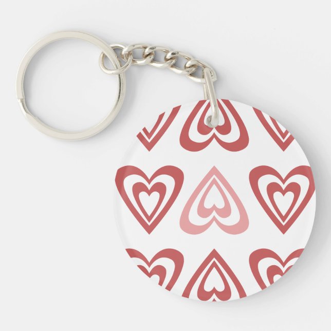 Cute Valentine Hearts – Love & Romance Design Key Ring (Front)