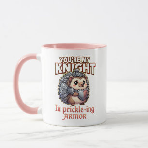 Cute Valentine Hedgehog – Knight in Prickly Armor Mug