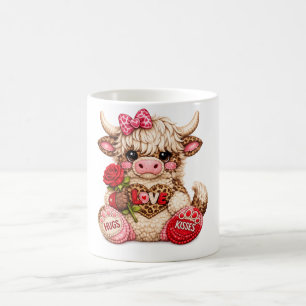 Cute Valentine Highland Cow Holding Rose – Love Hu Coffee Mug