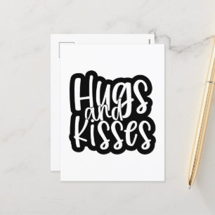 cute Valentine hugs kisses word art Holiday Postcard