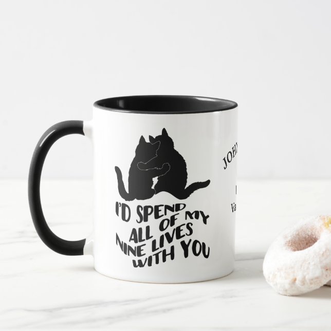 Cute Valentine kittens custom Mug (With Donut)