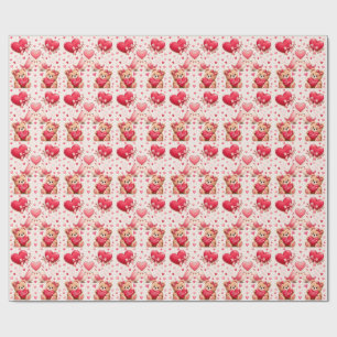 Cute Valentine Love Birds Teddy Bears Wrapping Paper