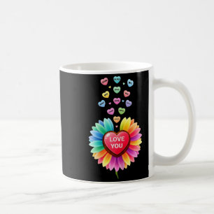 Cute Valentine Love Sunflower Hearts Candy For Gir Coffee Mug