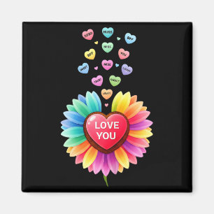 Cute Valentine Love Sunflower Hearts Candy For Gir Magnet