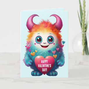 Cute Valentine Monster, Happy Valentine's Day Holiday Card