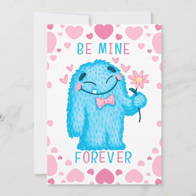 Cute Valentine Monster  Holiday Card (Front)
