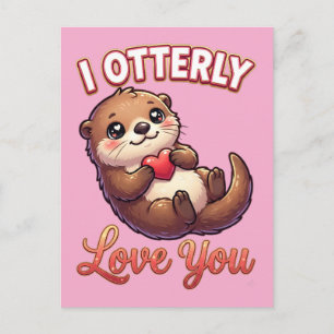 Cute Valentine Otter – I Otterly Love You Postcard