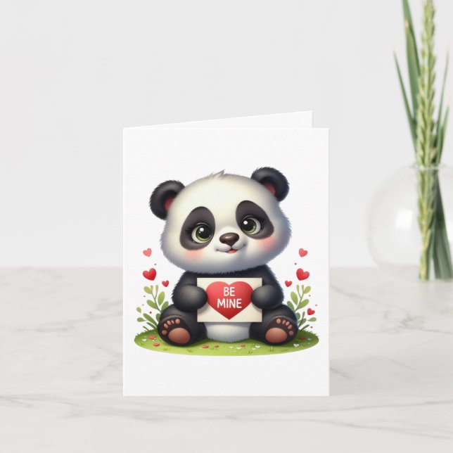 Cute Valentine Panda mine Holiday Card (Front)