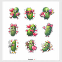 Cute Valentine Pickle Sticker Sheet