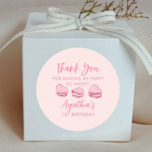 Cute Valentine Pink Heart Birthday Party Favour Classic Round Sticker