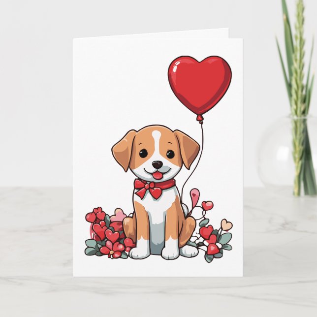 Cute Valentine Puppy Card (Front)