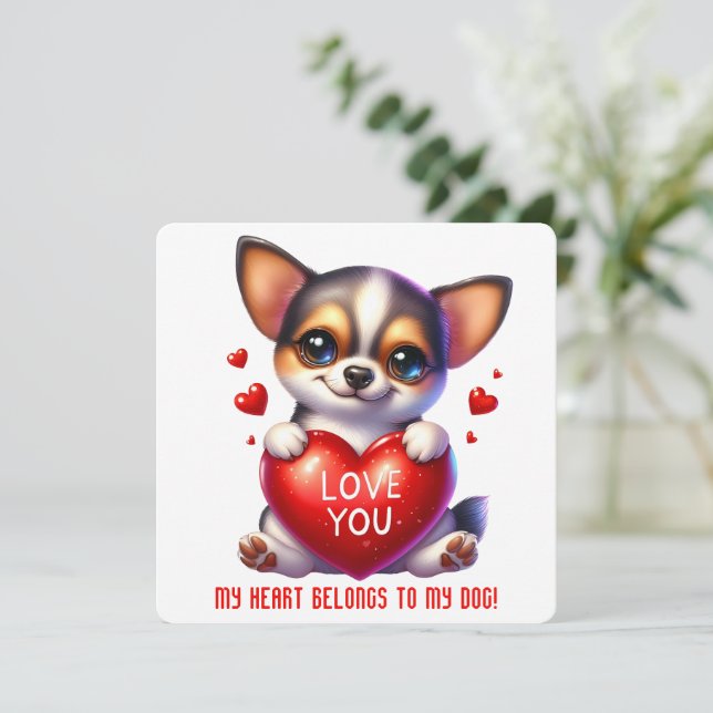 Cute Valentine Puppy - Valentine's Day Card (Standing Front)