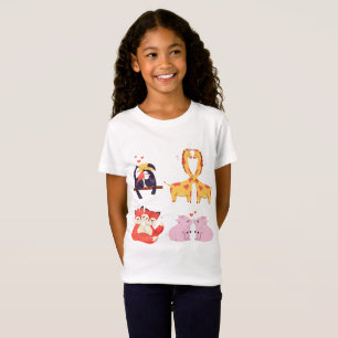 Cute Valentine’s Day Animal Couple Love Illustrati T-Shirt
