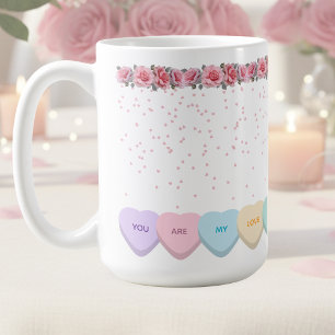 Cute Valentine’s Day Candy Hearts and Roses Coffee Mug