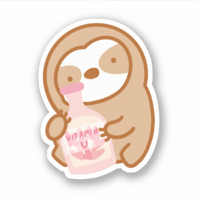 Cute Valentine’s Day Heart Vitamin Sloth  (Front)