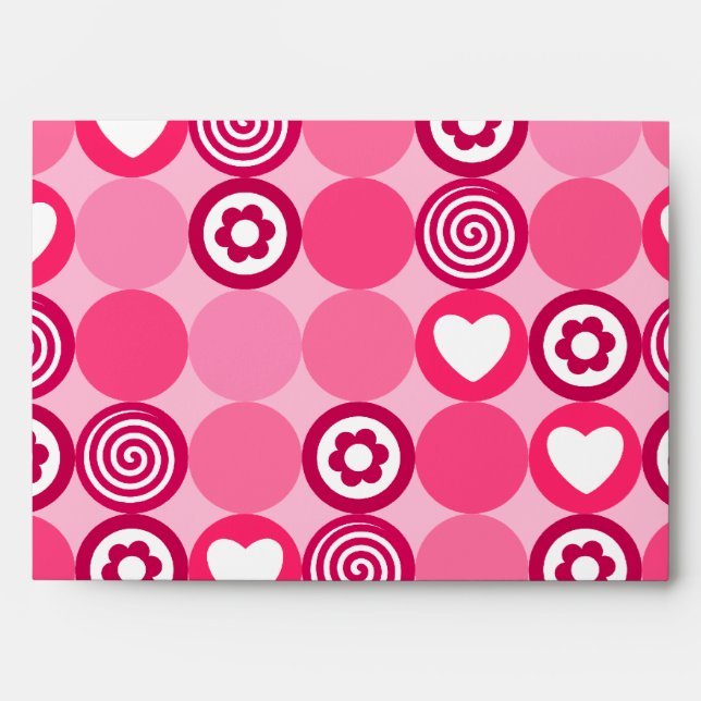 Cute Valentine’s Galentine’s Day Pink Heart Flower Envelopes (Front)