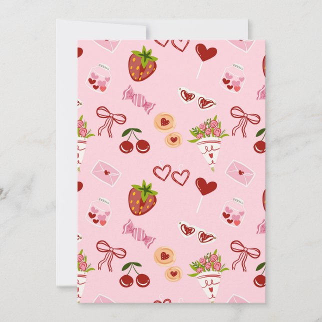 Cute Valentine Seamless Pattern – Hearts Invitation (Front)