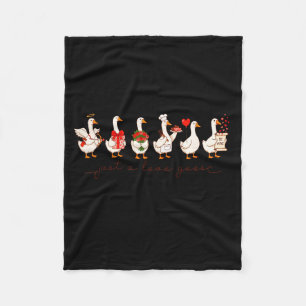 Cute Valentine Silly Goose Just A Love Goose Duck Fleece Blanket