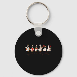 Cute Valentine Silly Goose Just A Love Goose Duck Key Ring