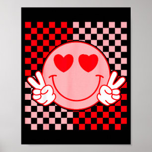 Cute Valentine Smile Face Smiling Checkered Patter Poster