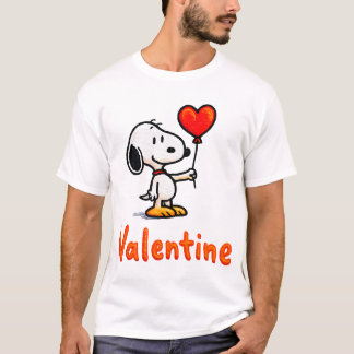 Cute Valentine Snoopy-Style Dog With Heart – Happy T-Shirt