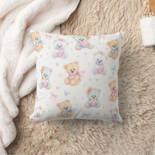 Cute Valentine Teddy Bear Seamless Pattern Cushion