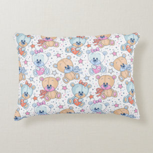 Cute Valentine Teddy Bear Seamless Pattern Decorative Cushion