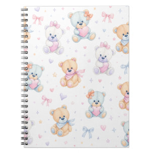 Cute Valentine Teddy Bear Seamless Pattern Notebook