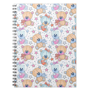 Cute Valentine Teddy Bear Seamless Pattern Notebook
