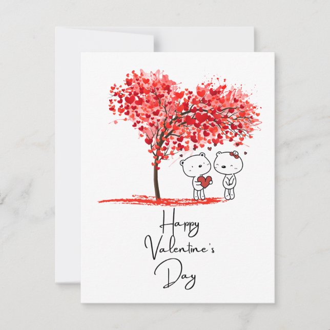 Cute Valentine Watercolor Artsy Personalise Card (Front)