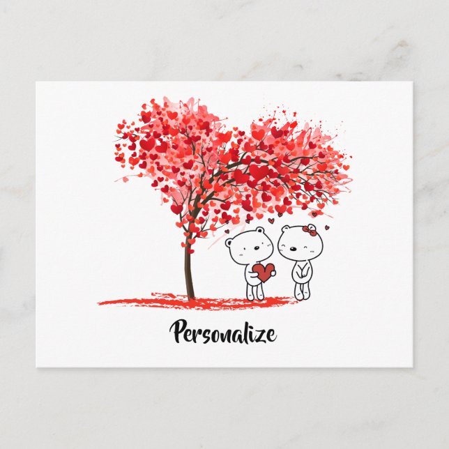 Cute Valentine Watercolor Artsy Personalise Holiday Postcard (Front)
