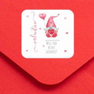 Cute Valentine Will You Be my Gnomie Square Sticker