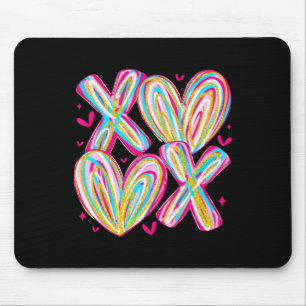 Cute Valentine Xoxo Brushstroke Hearts Hug Kisses  Mouse Mat